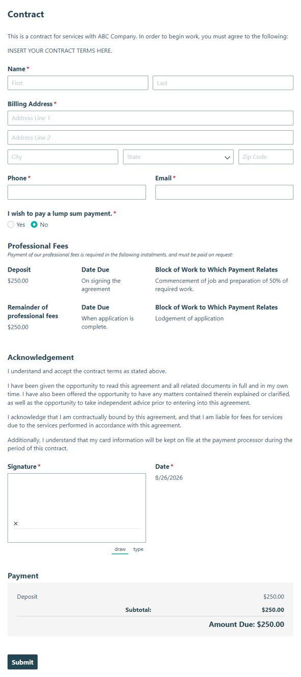 Go to Contract Form template