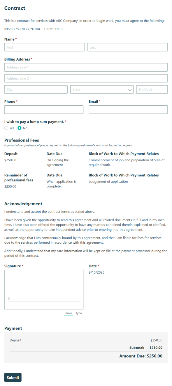 Go to Contract Form template
