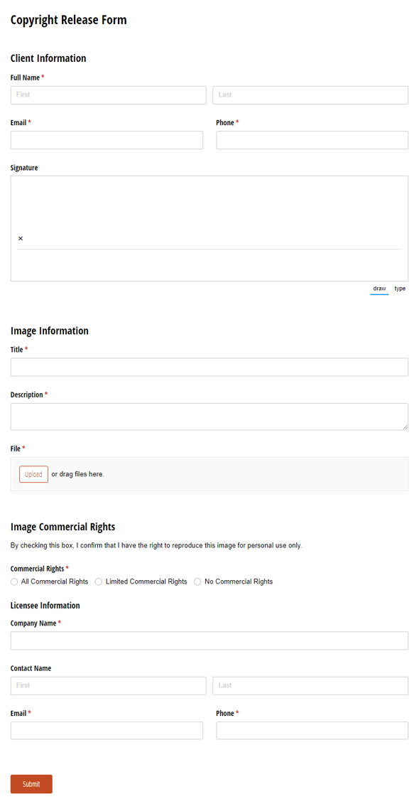 Go to Copyright Release Form template