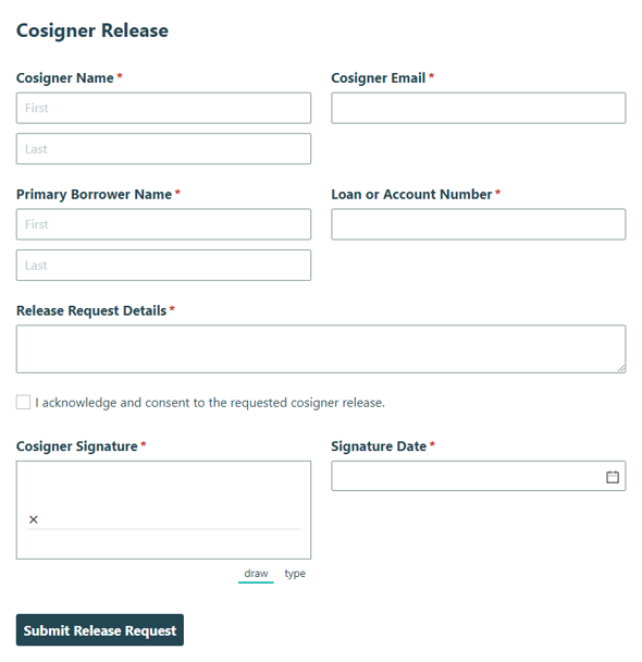Go to Cosigner Release template