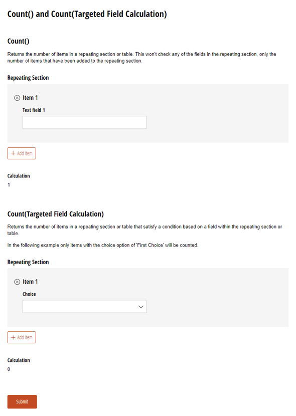 Go to Count() and Count(Targeted Field Calculation) template