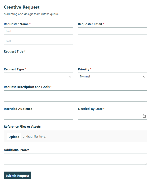 Go to Creative Request template
