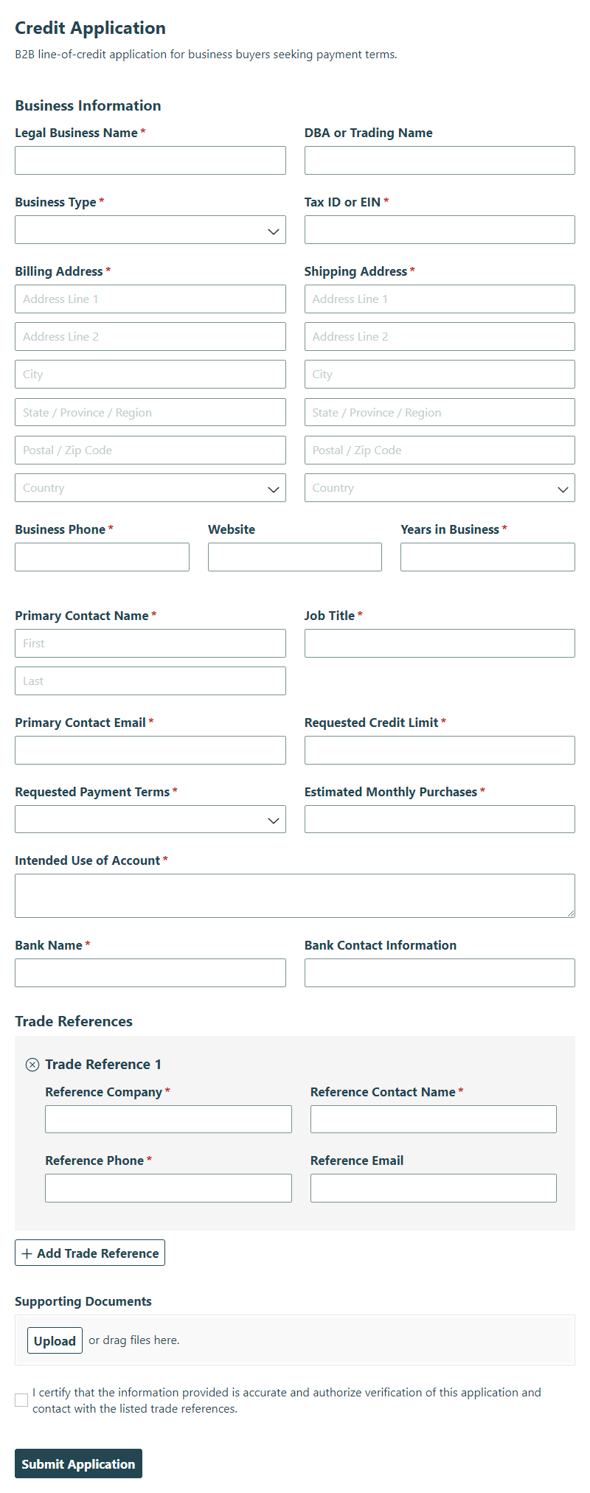 Go to Credit Application template