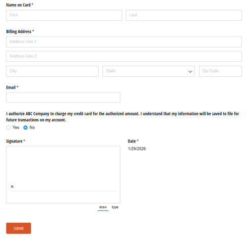 Go to Credit Card Authorization Form template