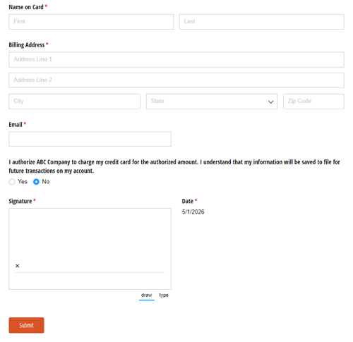 Go to Credit Card Authorization Form template