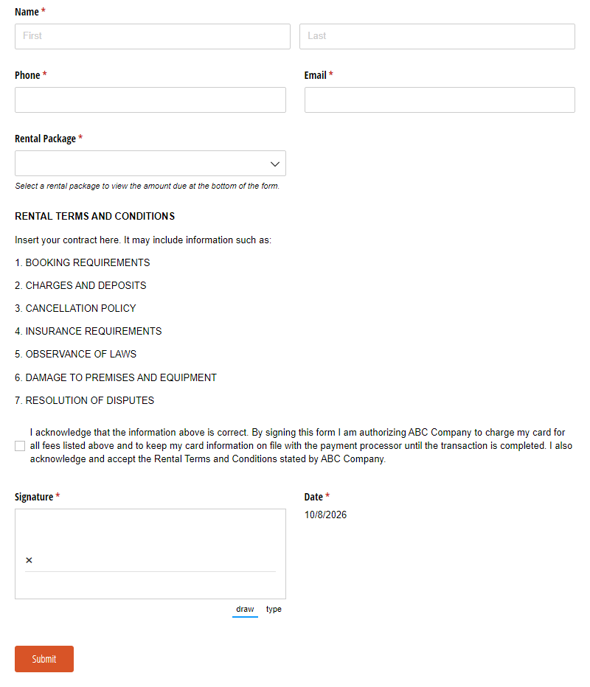 Go to Credit Card Booking Form template