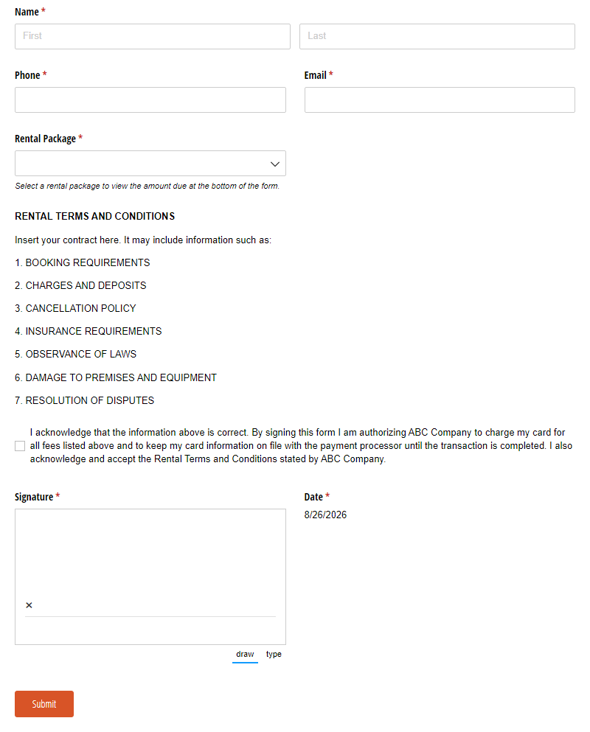 Go to Credit Card Booking Form template