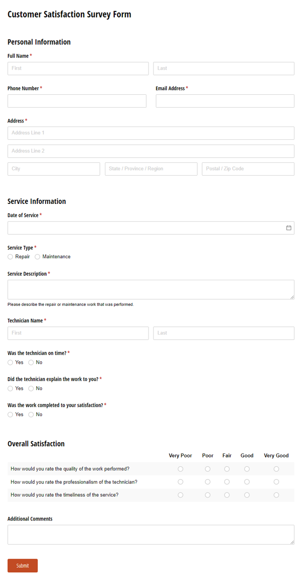 Go to Post-Service Satisfaction Survey template