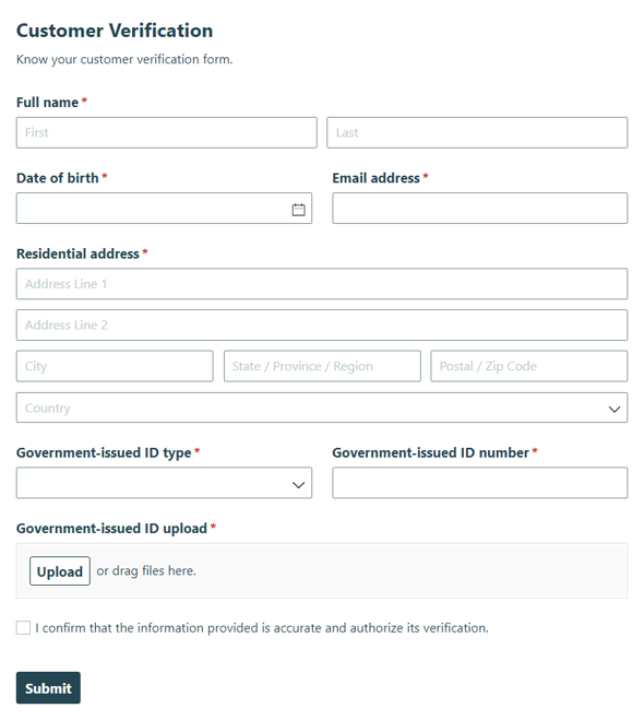 Go to Customer Identity Verification template