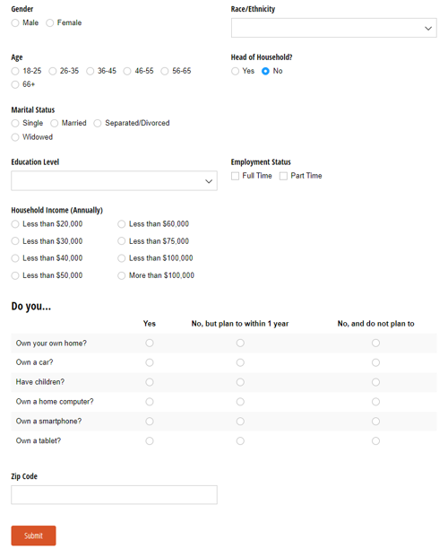 Go to Demographics Survey template