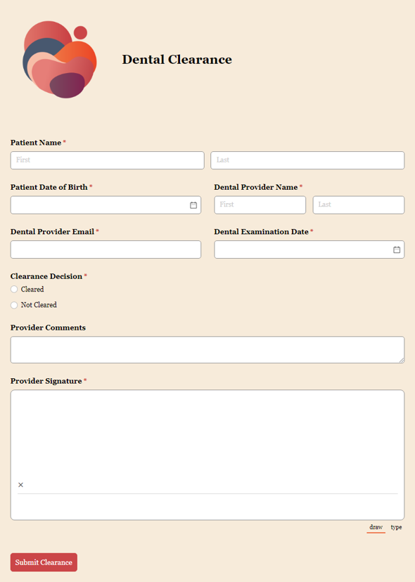 Go to Dental Clearance Form template