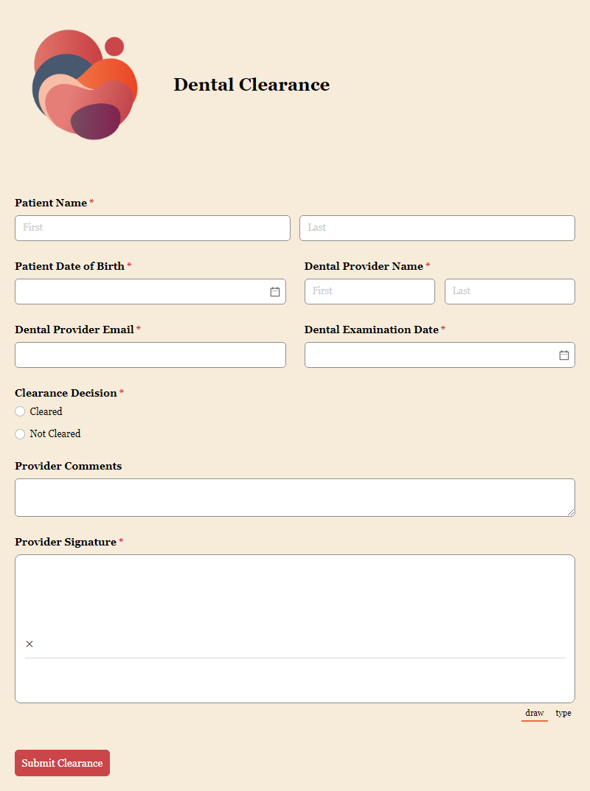 Go to Dental Clearance Form template