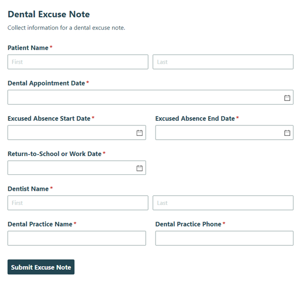 Go to Dental Excuse Note template