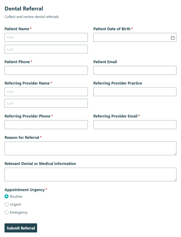 Go to Dental Referral template
