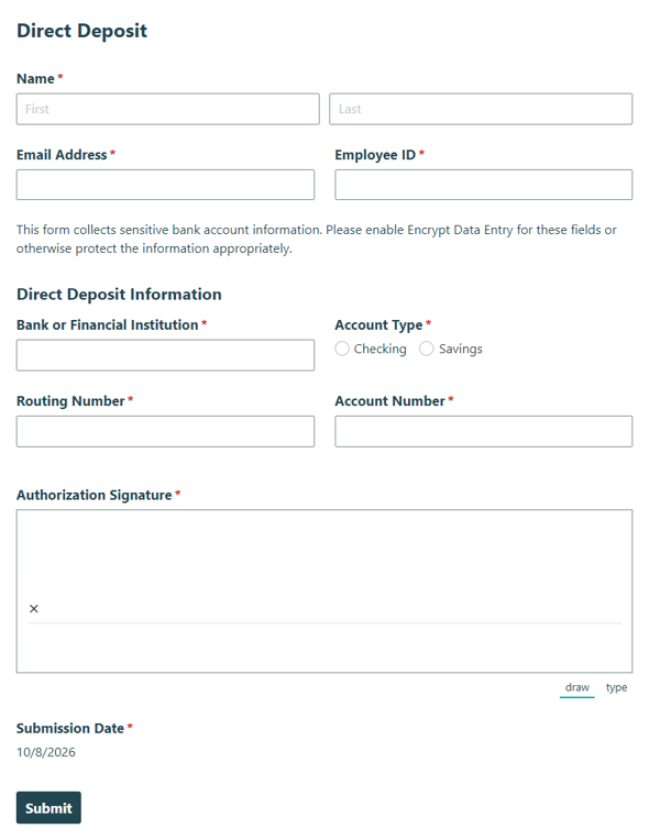 Go to Direct Deposit template