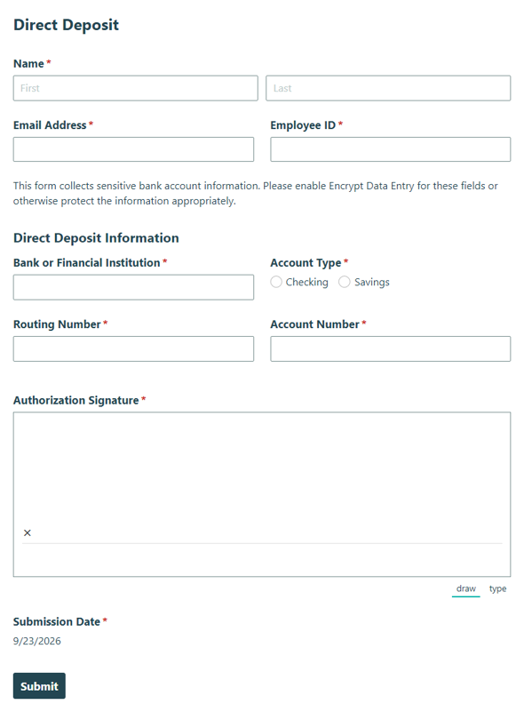 Go to Direct Deposit template