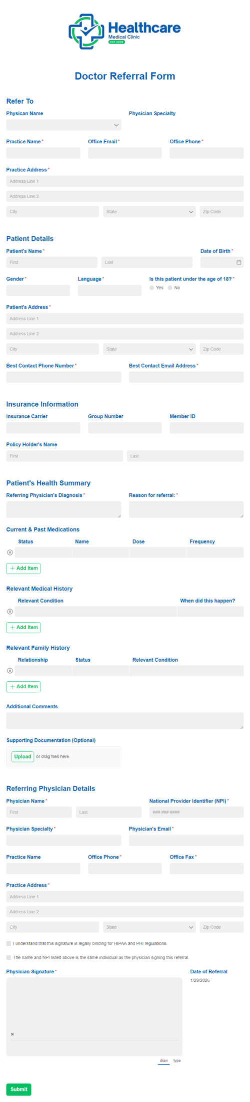 Go to Doctor Referral Form template