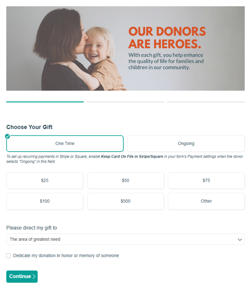 Go to Donation Form template