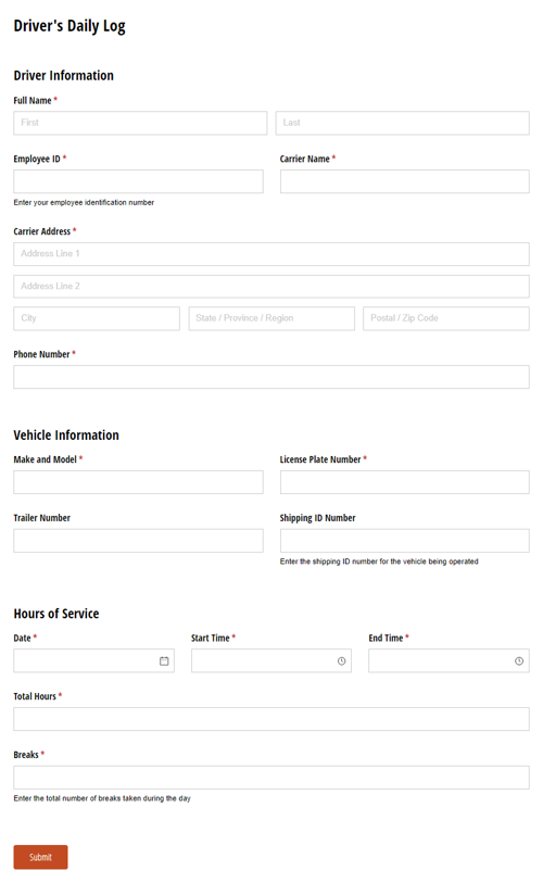 Go to Driver's Daily Log template