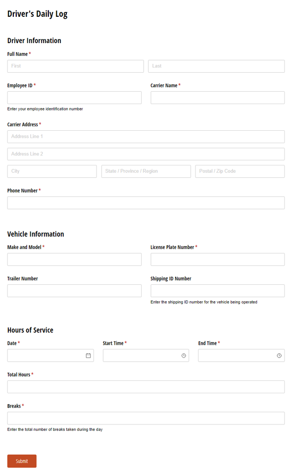 Go to Driver's Daily Log template