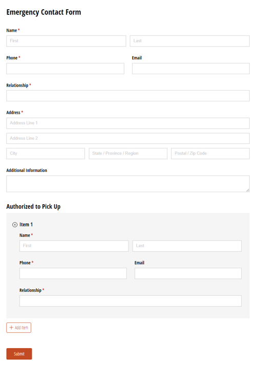 Go to Emergency Contact Form template