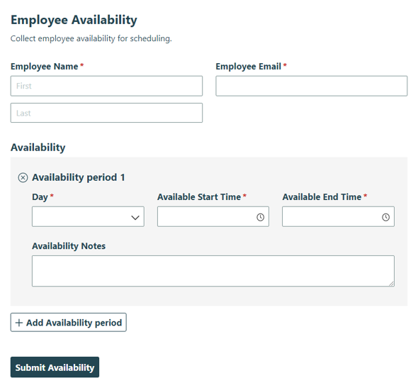 Go to Employee Availability template