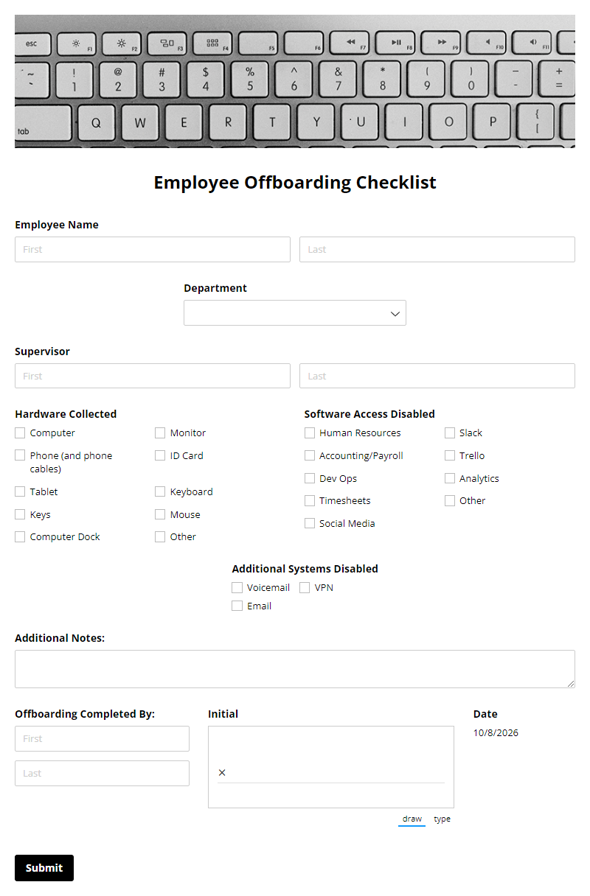 Go to Employee Offboarding Checklist template