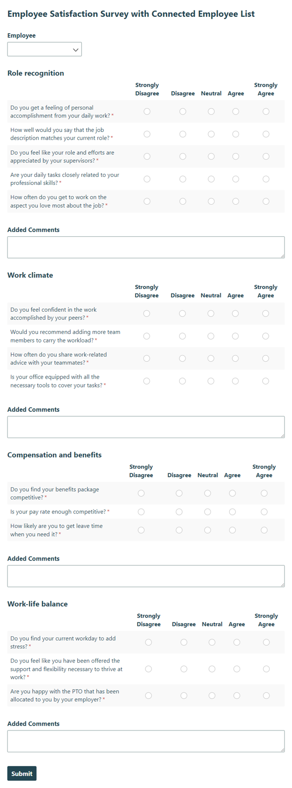 Go to Employee Satisfaction Survey with Connected Employee List template