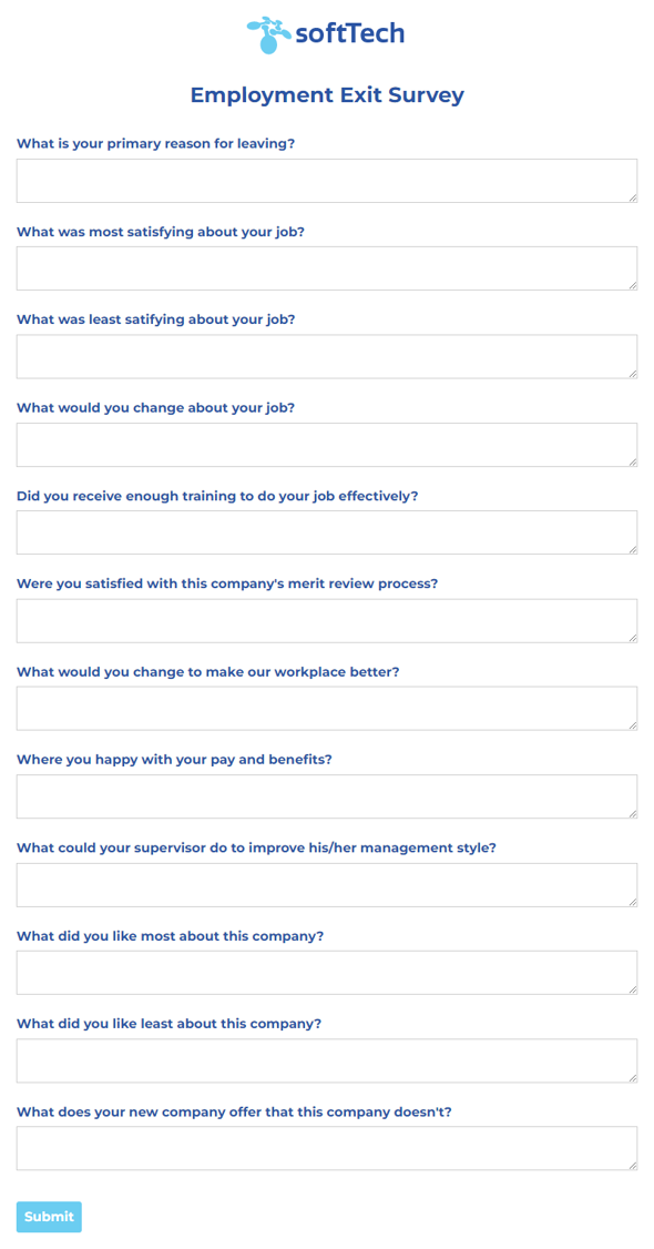 Go to Employment Exit Survey template
