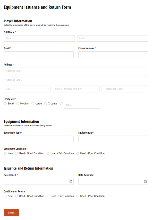 Go to Equipment Issuance and Return Form template