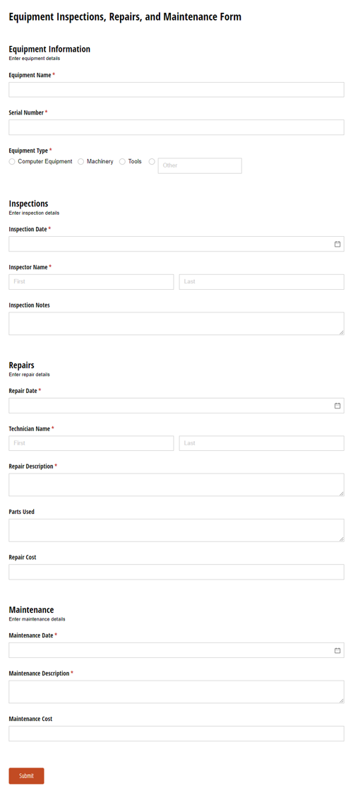 Go to Equipment Maintenance Log template