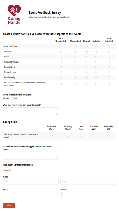 Go to Event Feedback Survey template