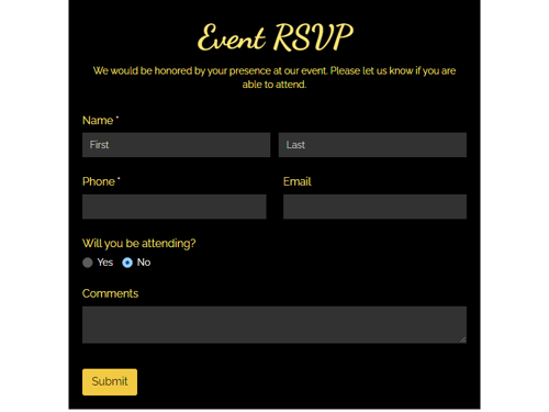 Go to Event RSVP template