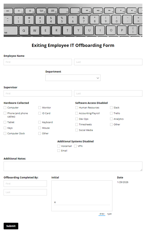 Go to Exiting Employee Offboarding Checklist template