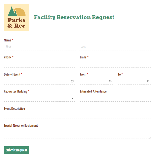 Go to Facility Reservation Request template