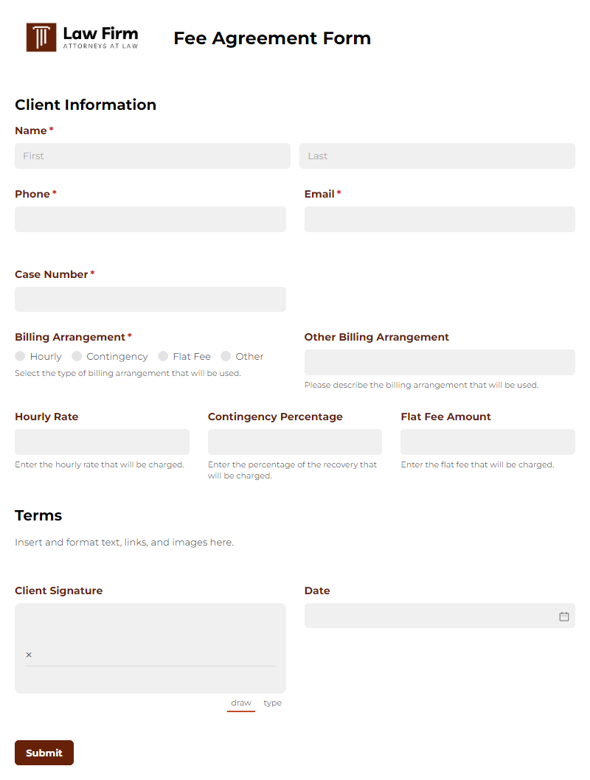 Go to Fee Agreement Form template