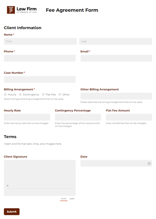 Go to Fee Agreement Form template