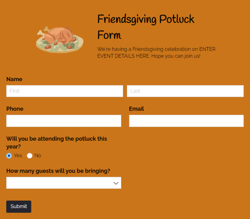 Go to Friendsgiving Potluck Invitation template