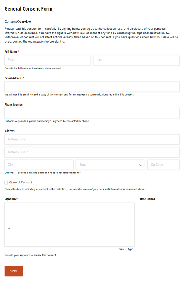 Go to General Consent Form template