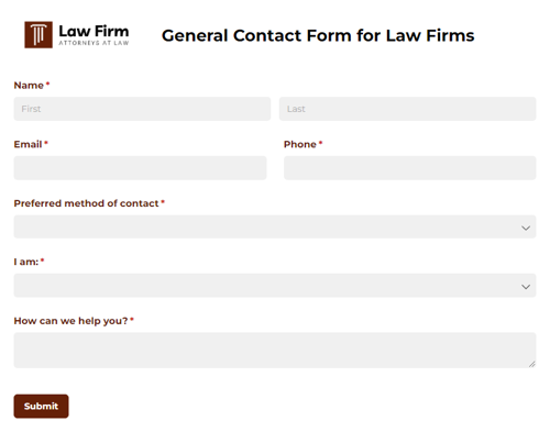 Go to General Contact Form for Law Firms template