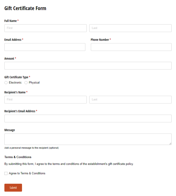 Go to Gift Certificate template
