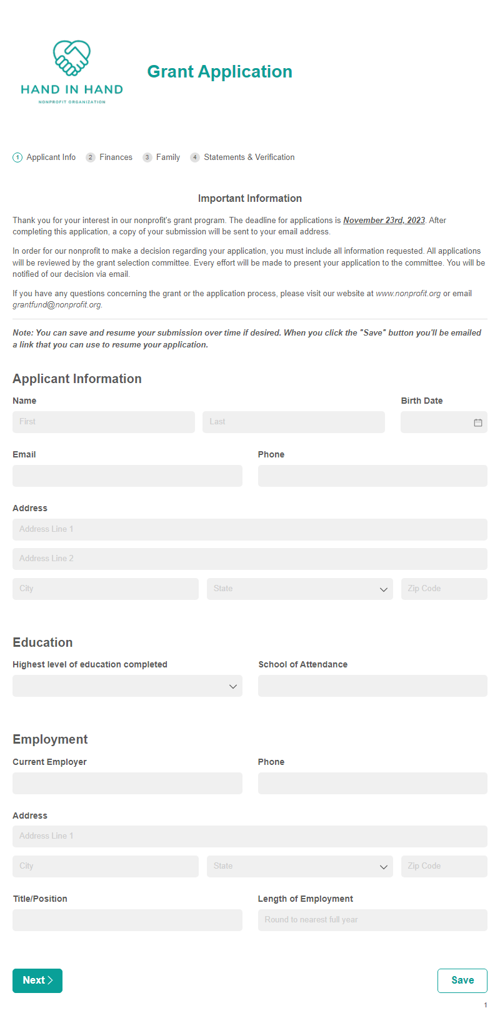 Go to Grant Application Template template