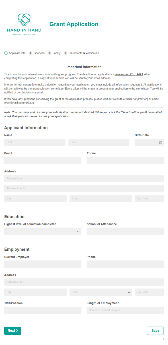 Go to Grant Application Template template