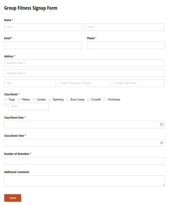Go to Group Fitness Class Signup template