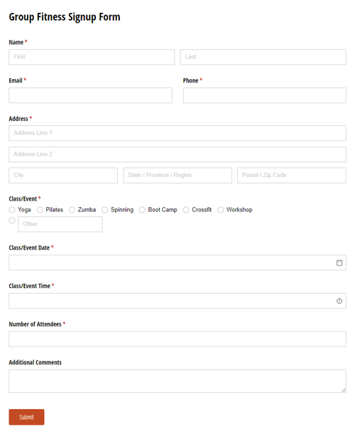 Go to Group Fitness Class Signup template