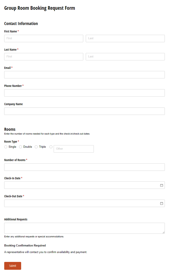 Go to Group Room Booking Request Form template
