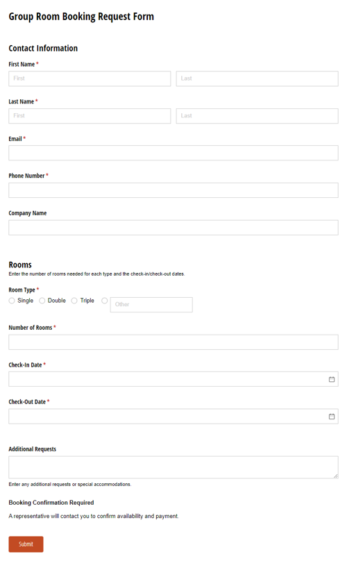 Go to Group Room Booking Request Form template
