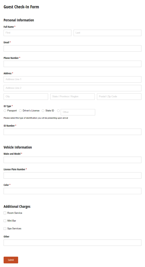 Go to Guest Check In Form template