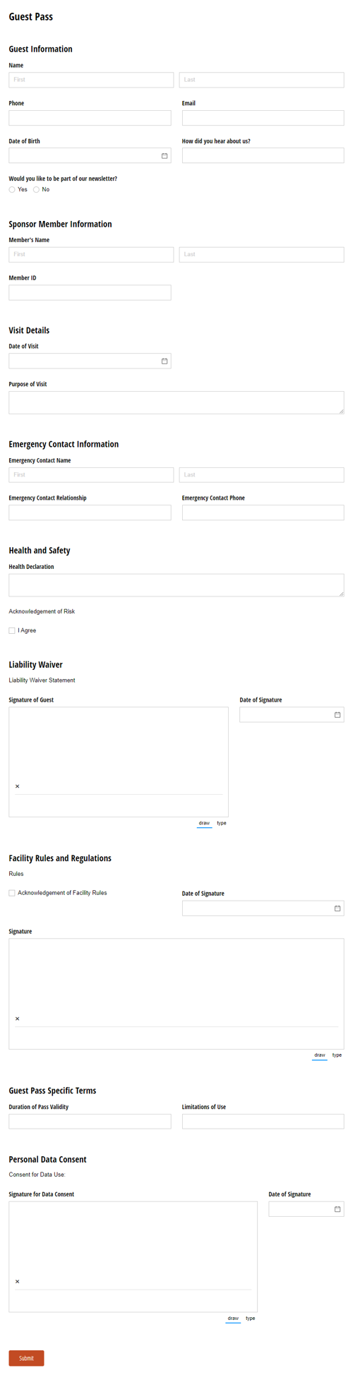 Go to Guest Pass template