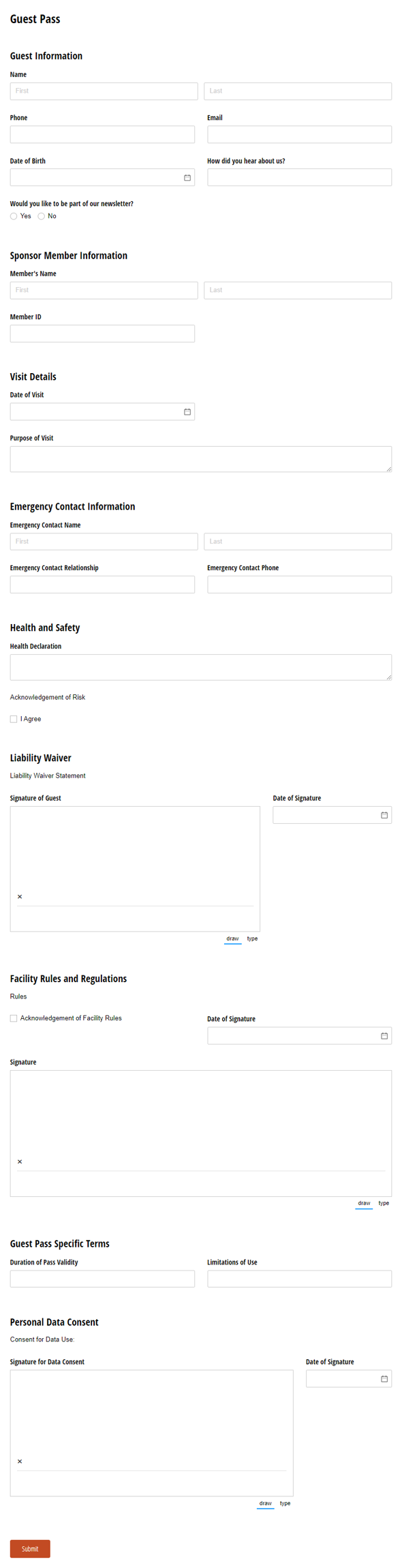 Go to Guest Pass template
